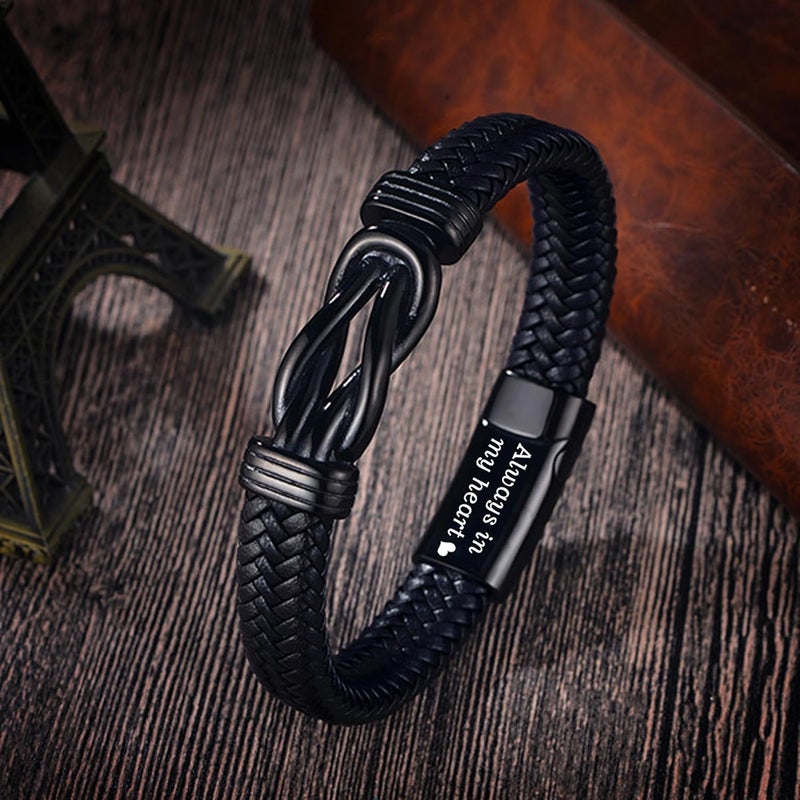 YOUFENG Urn Bracelet for Human Ashes Leather Cremation Knot Cross Bracelet Stainless Steel Keepsake Cuff Bangle Jewelry for Men - Image 5